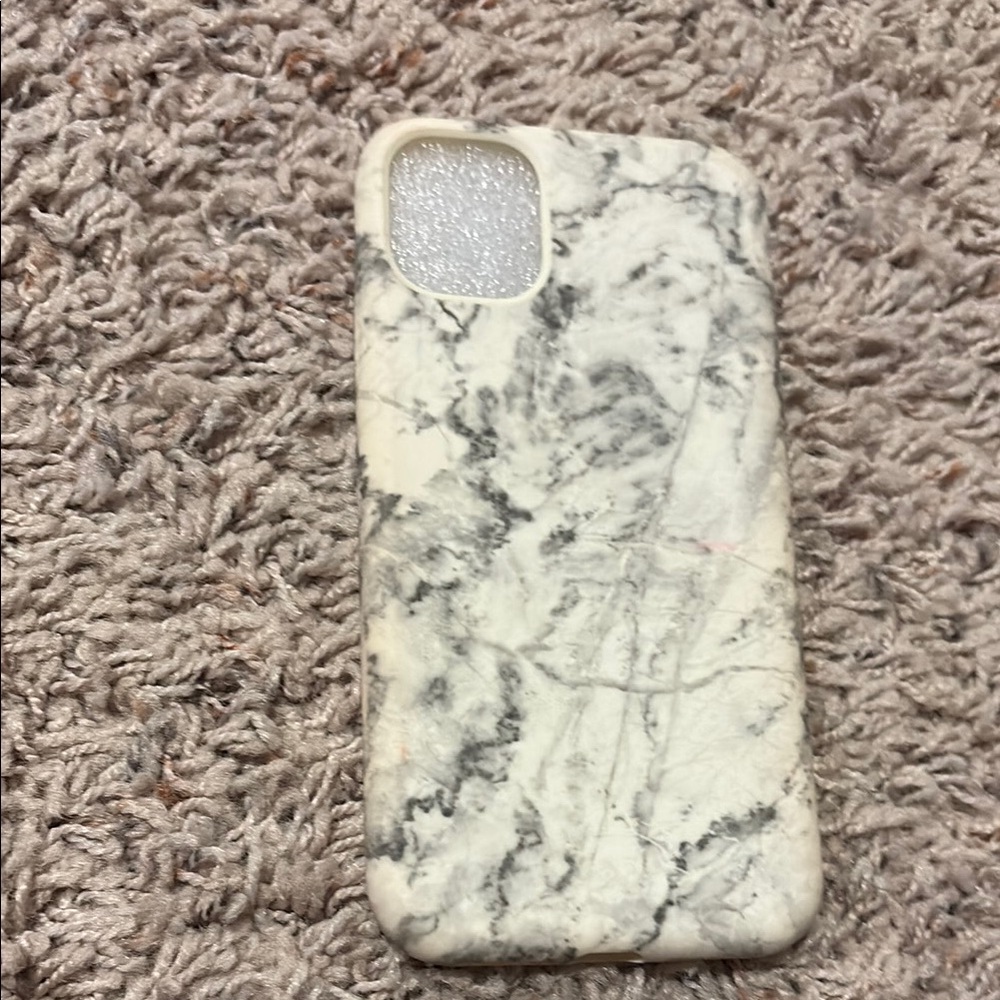 iPhone 11 Marble Pattern Phone Case - White & Gray